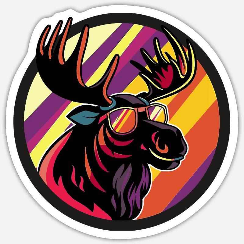 Elch Comic Cool Sticker Größe S (10 x 10 cm)