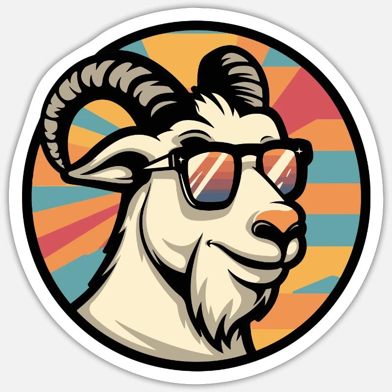 Bergziege Comic Cool - Sticker Größe S (10 x 10 cm) - Mattweiß