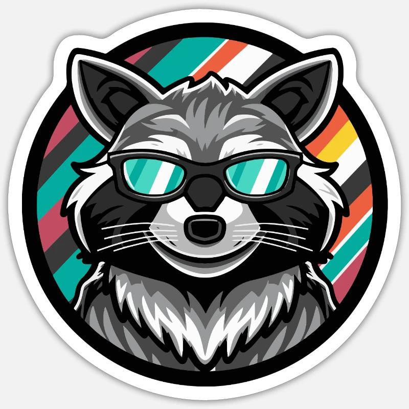 Waschbär Cool Comic Sticker Größe S (10 x 10 cm)