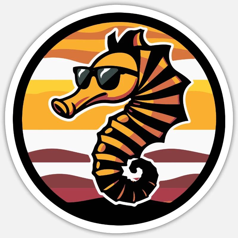 Hippocampe Bande dessinée cool - Sticker taille S (10 x 10 cm) - blanc mat
