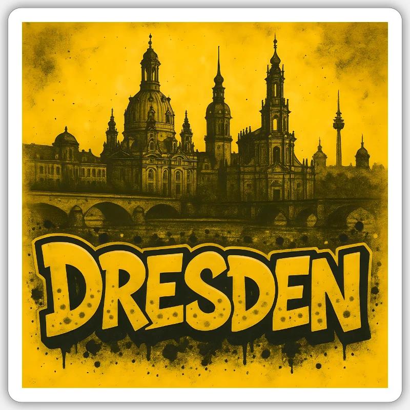 Graffiti Stil von Dresden - Sticker Größe S (10 x 10 cm) - Mattweiß