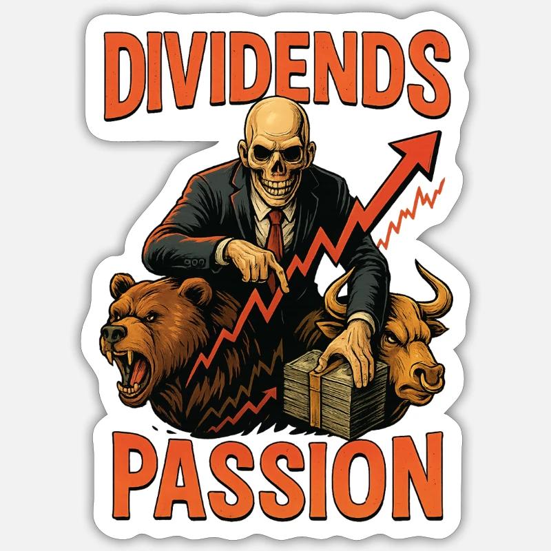Dividendes Passion Marché boursier - Sticker taille S (10 x 10 cm) - blanc mat