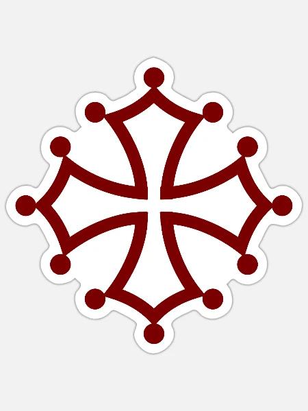 Rotes Katharerkreuz, Symbol des okzitanischen Widerstands - Sticker Größe S (10 x 10 cm) - Mattweiß
