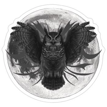 Monde Eulen Design in Graustufen - Sticker Größe S (10 x 10 cm) - Mattweiß - Vorne