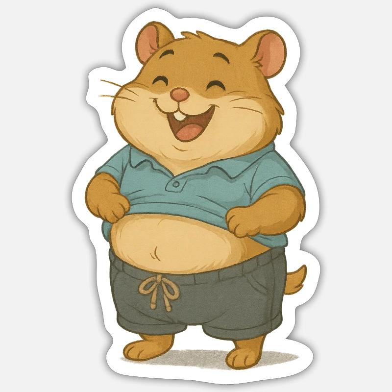 Chilliger Hamster im Freizeitlook - Sticker Größe S (10 x 10 cm) - Mattweiß