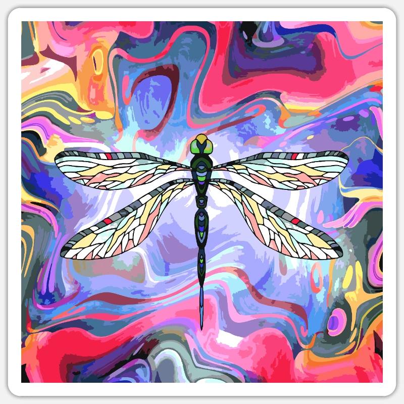Libelle - Sticker Größe S (10 x 10 cm) - Mattweiß