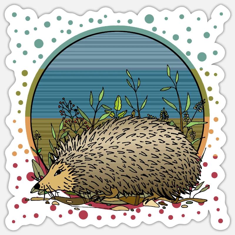 Hérisson - Sticker taille S (10 x 10 cm) - blanc mat