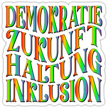 ZUKUNFT DEMOKRATIE - Sticker Größe S (10 x 10 cm) - Mattweiß - Vorne