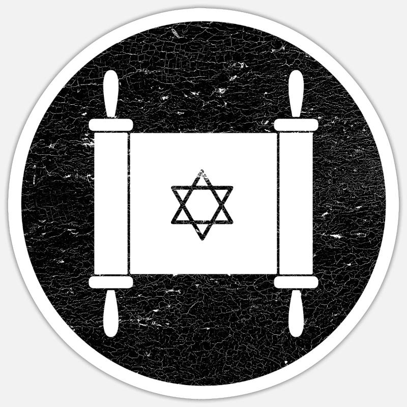 Torah scroll in a black circle Sticker size S (10 x 10 cm)