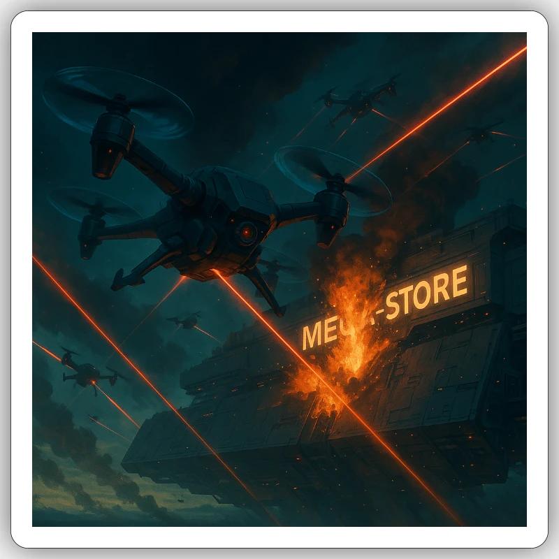 Futuristic Air Base Attack Image Sticker size S (10 x 10 cm)