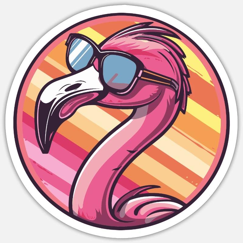Flamingo Comic Cool - Sticker Größe S (10 x 10 cm) - Mattweiß
