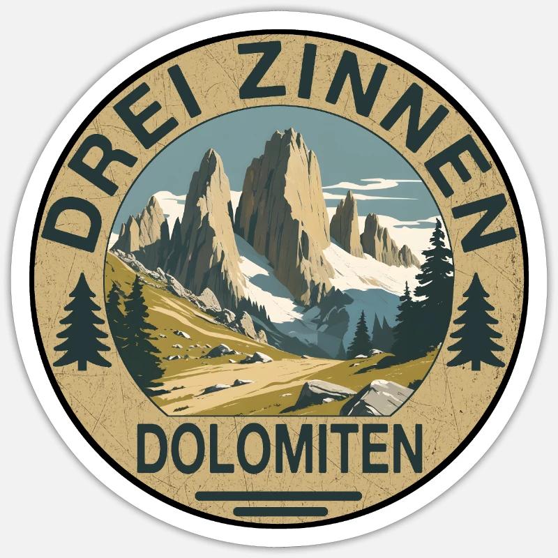 Three Peaks Round - Sticker size S (10 x 10 cm) - white matte