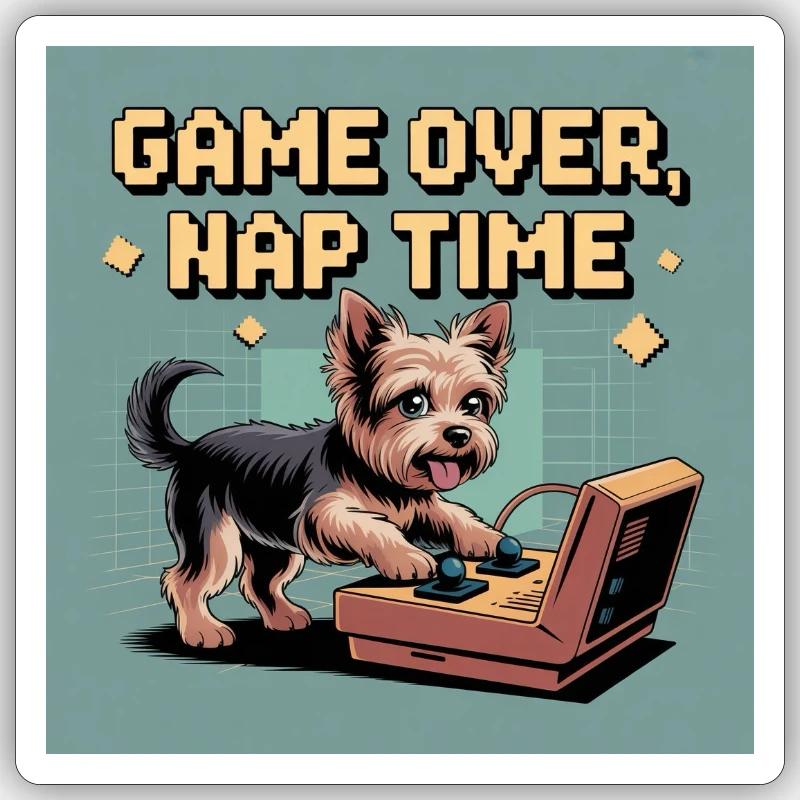 Dog and Console: Virtual Gameplay - Sticker size S (10 x 10 cm) - white matte