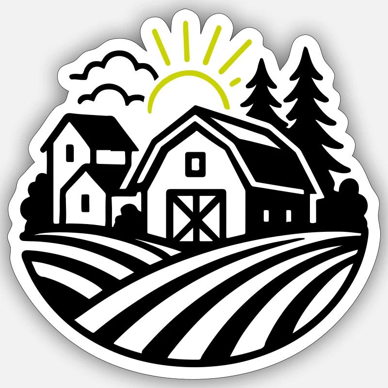 Ferme Bauernhof - Sticker taille S (10 x 10 cm) - blanc mat