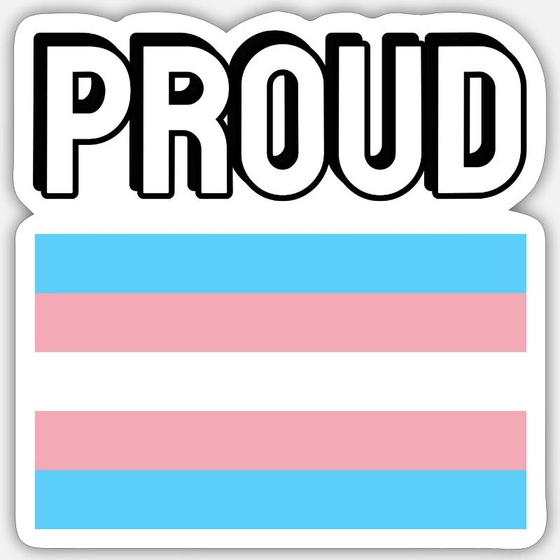 Trans Pride transfierté Drapeau Fier - Sticker taille S (10 x 10 cm) - blanc mat