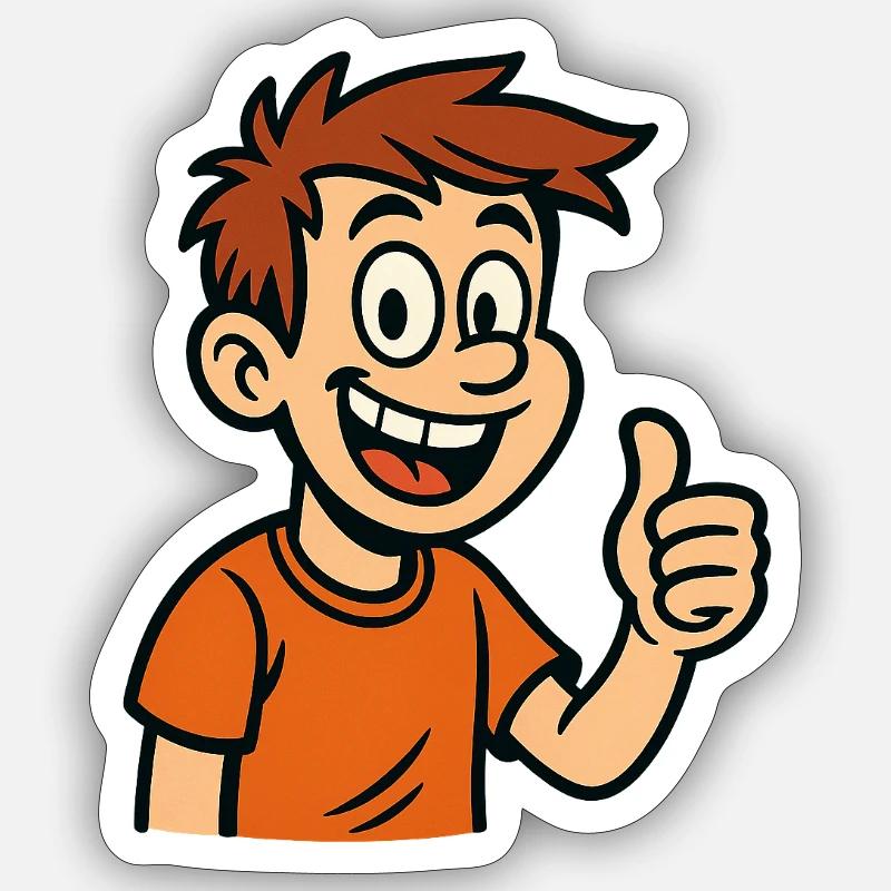 Daumen hoch! Comic-Kid im Cool-Modus Sticker Größe S (10 x 10 cm)