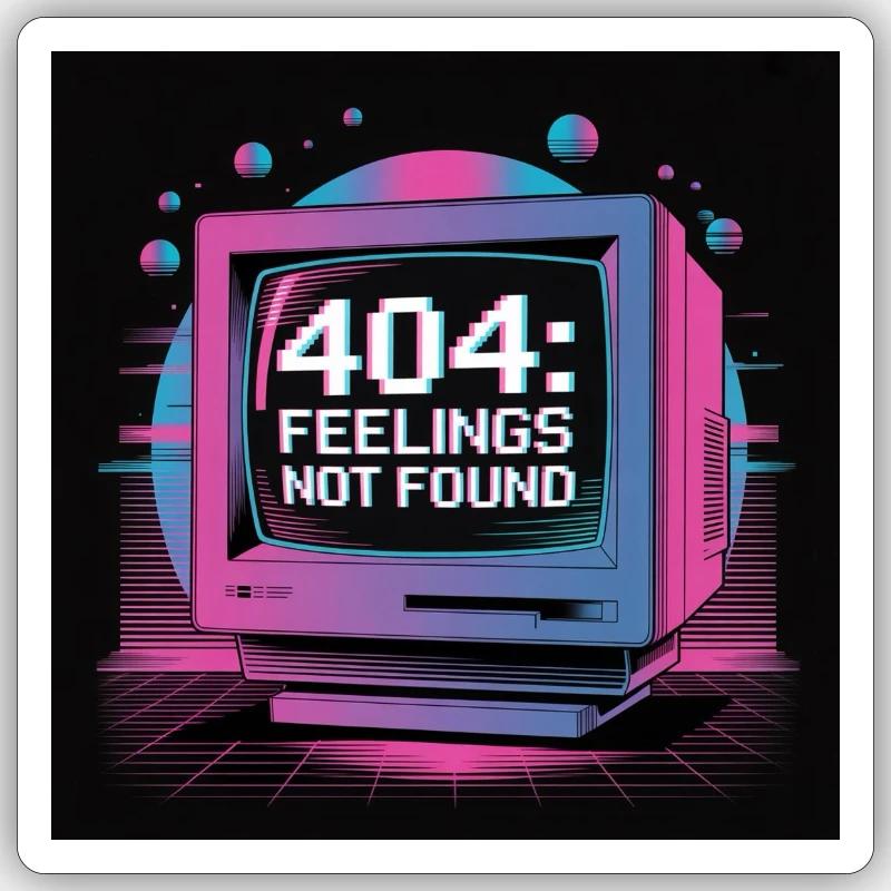 Retro Tech 404 Sentiments Introuvables Design Sticker taille S (10 x 10 cm)
