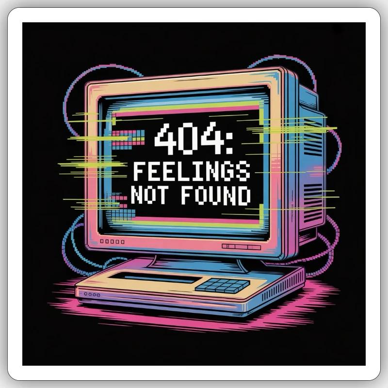 Retro Computer 404 No Feeling - Sticker size S (10 x 10 cm) - white matte