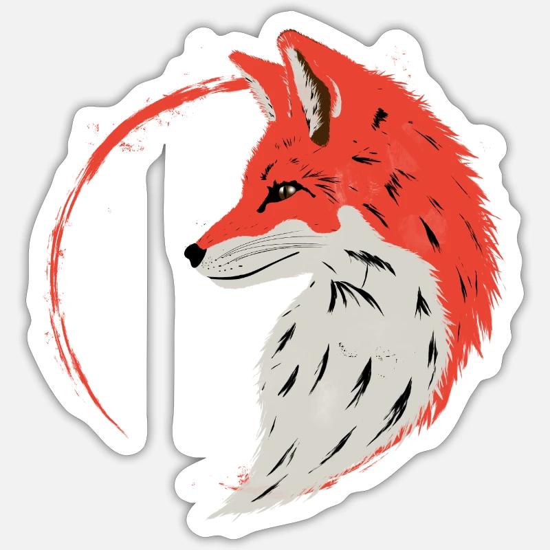 Enso Fox - Sticker taille S (10 x 10 cm) - blanc mat