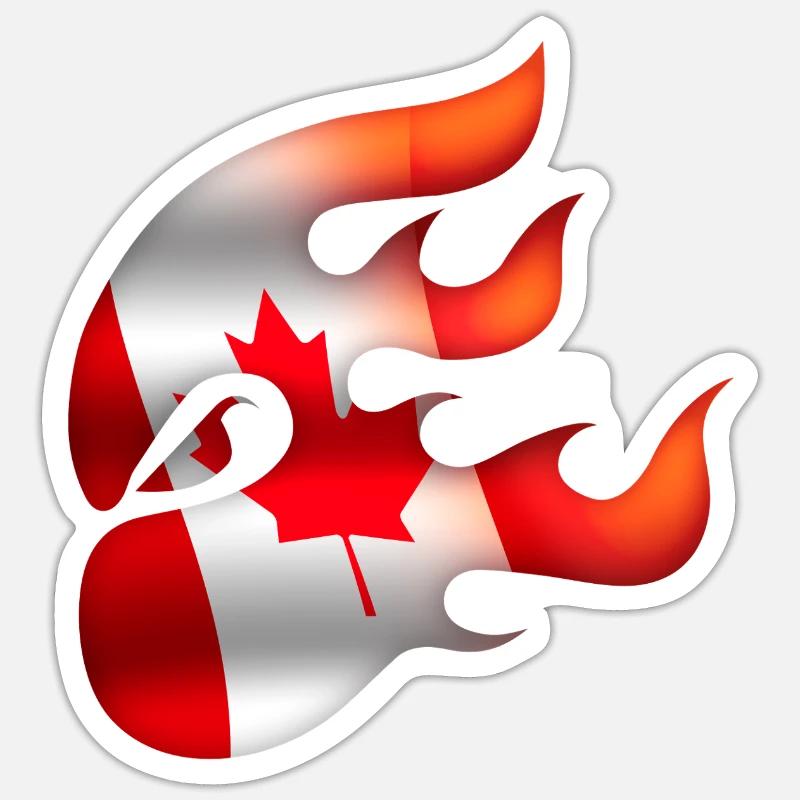 Drapeau du Canada - Canada - Ninja - Sticker taille S (10 x 10 cm) - blanc mat