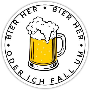Bienen hier - Oder ich fall um! - Sticker Größe S (10 x 10 cm) - Mattweiß - Vorne