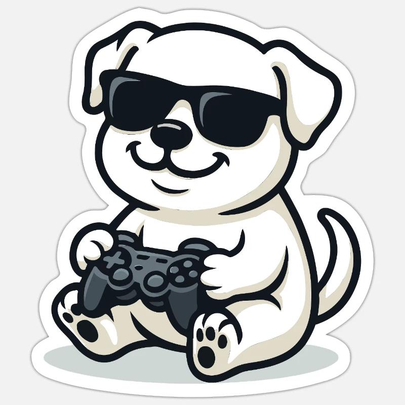 Controller Pup - Sticker size S (10 x 10 cm) - white matte