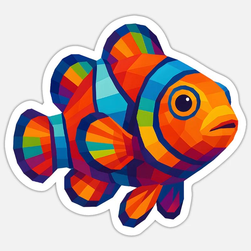 WPAP Polygon Style Animals - Clownfish Sticker size S (10 x 10 cm)