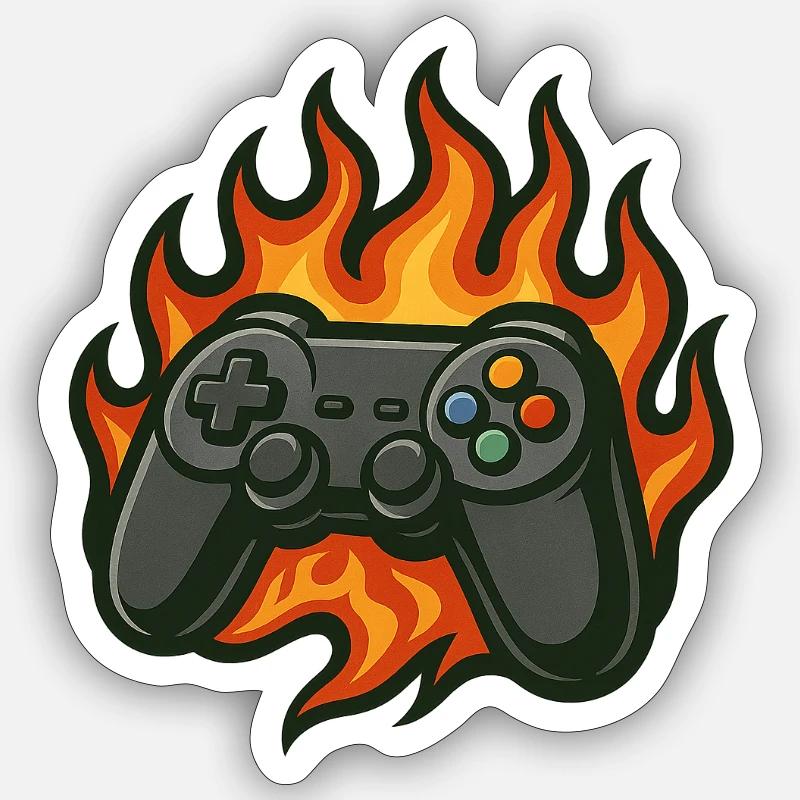Controller Flammen - Sticker Größe S (10 x 10 cm) - Mattweiß