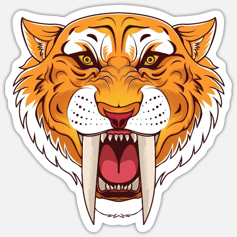 Urzeit Säbelzahntiger - Sticker Größe S (10 x 10 cm) - Mattweiß