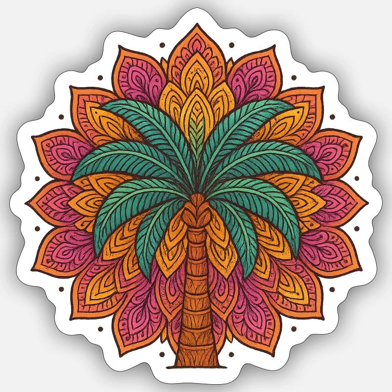 Palme 1 - Sticker Größe S (10 x 10 cm) - Mattweiß