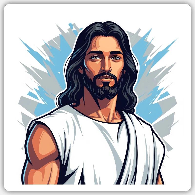 Jésus - Sticker taille S (10 x 10 cm) - blanc mat