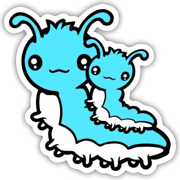 2 Chenille Famille Maman Papa Enfant Bébé Père Mère - Sticker taille S (10 x 10 cm) - blanc mat - Devant