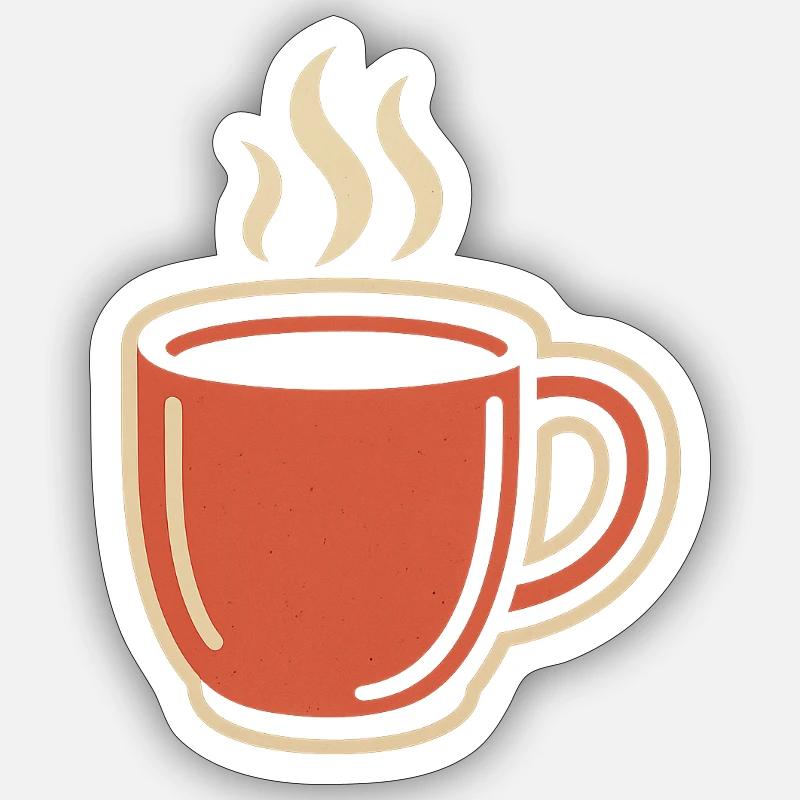 Kaffeetasse mit Dampf - Sticker Größe S (10 x 10 cm) - Mattweiß