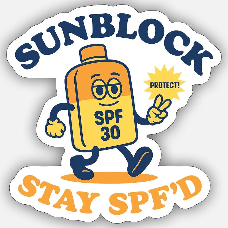 Sunblock Squad – Stay SPF'd Design - Sticker size S (10 x 10 cm) - white matte