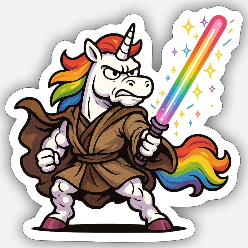Glitzernder Einhorn Laser-Mönch - Sticker Größe S (10 x 10 cm) - Mattweiß