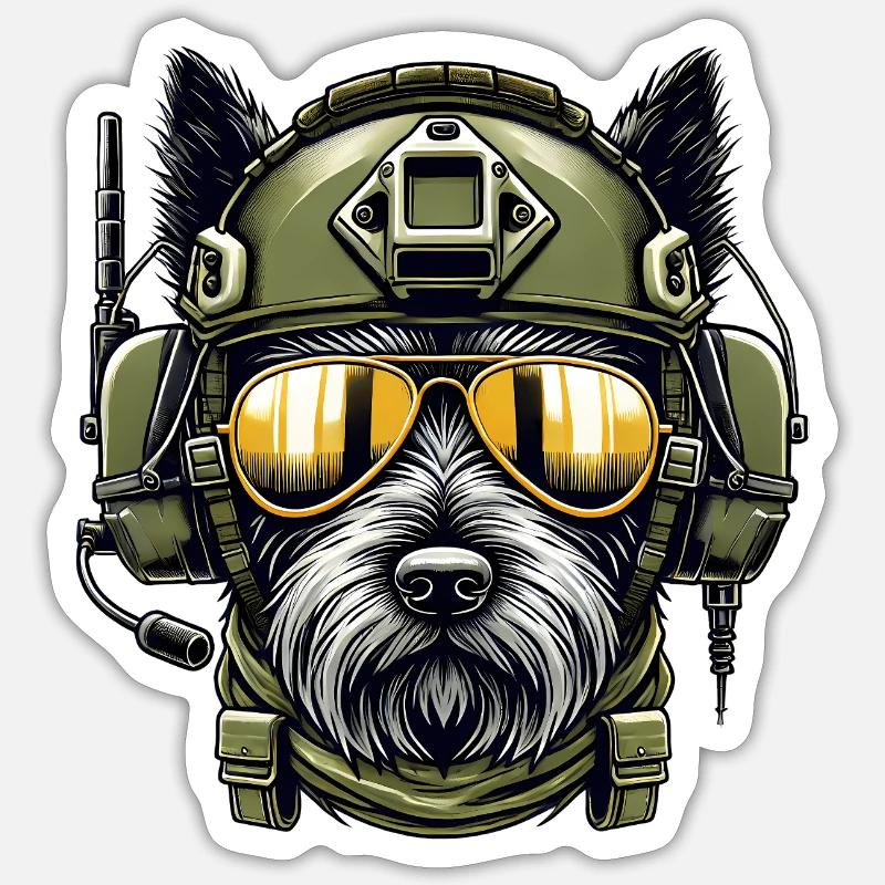 Terrier écossais Conception militaire - Sticker taille S (10 x 10 cm) - blanc mat