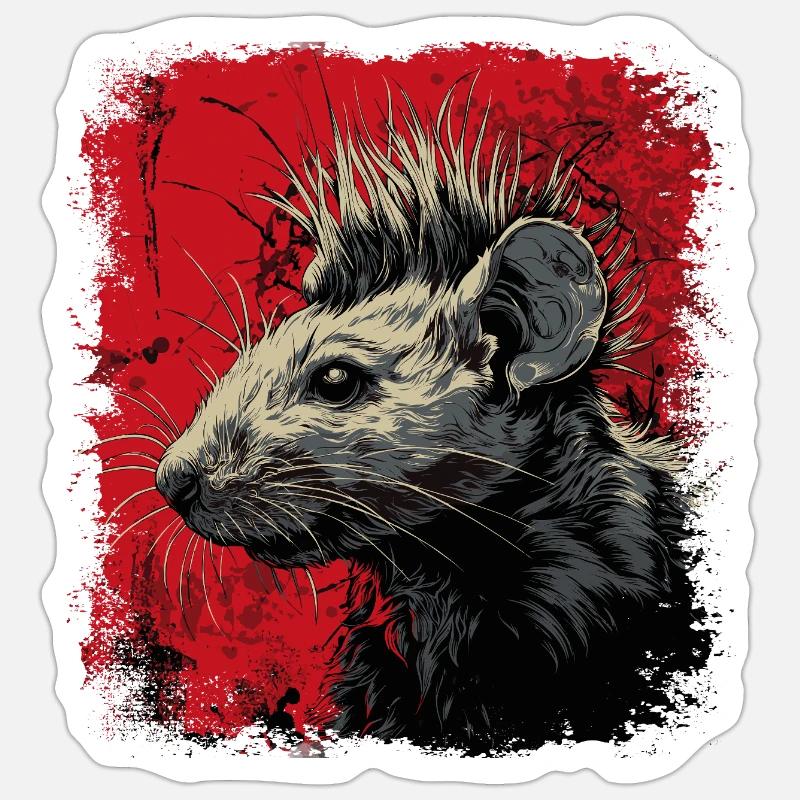 Punkrock Ratte - Sticker Größe S (10 x 10 cm) - Mattweiß
