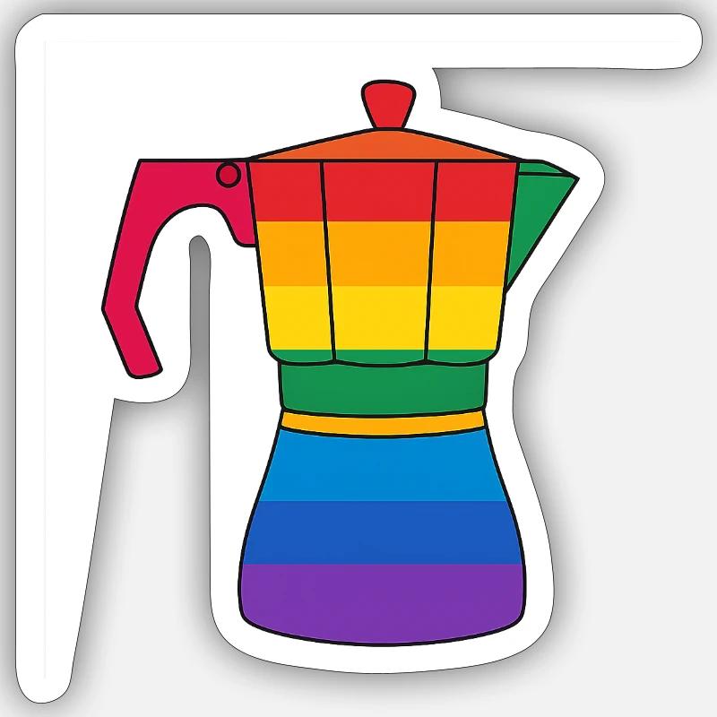 Vibrant rainbow coffee maker Sticker size S (10 x 10 cm)