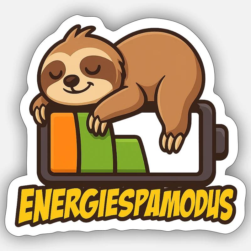 Cute Sloth Energy Saving Logo - Sticker size S (10 x 10 cm) - white matte