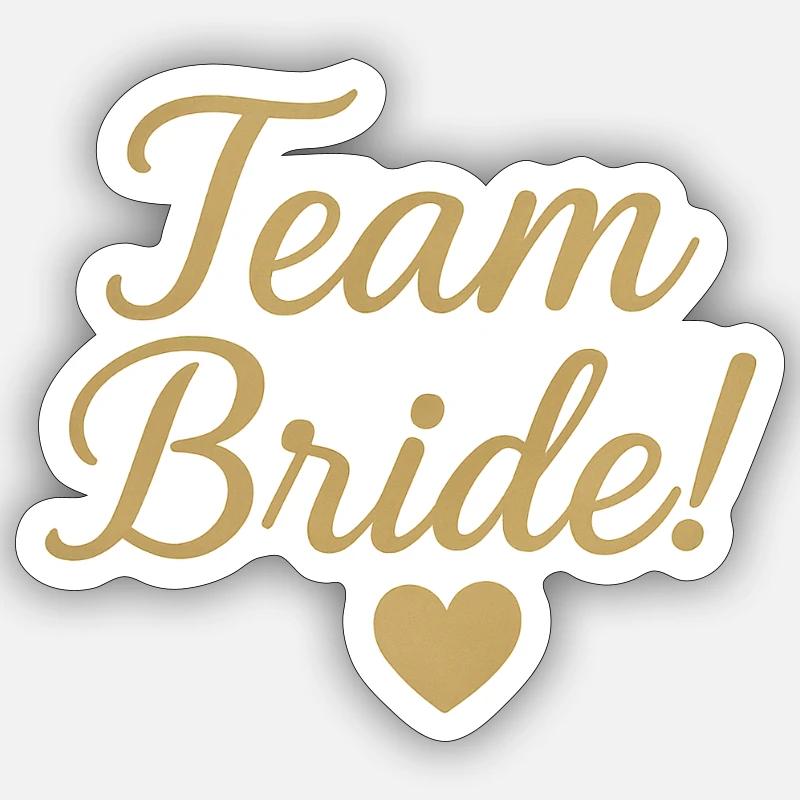 Conception de script d’or de l’équipe Bride. Mariage Sticker taille S (10 x 10 cm)
