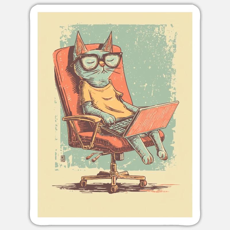 Code Cat – Der wahre Chef im Office Sticker Größe S (10 x 10 cm)
