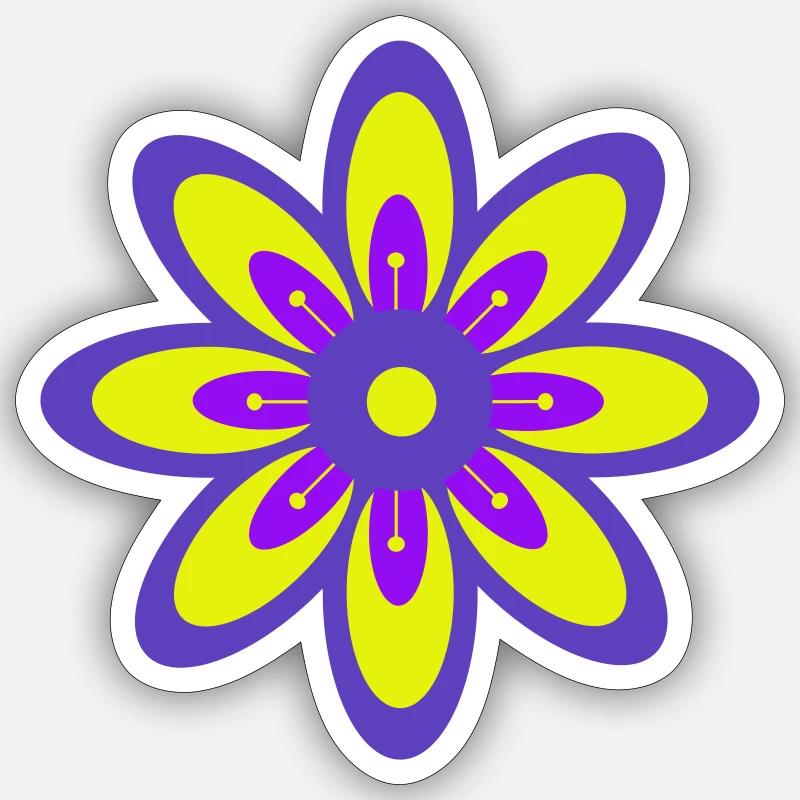 Fleur violette Sticker taille S (10 x 10 cm)