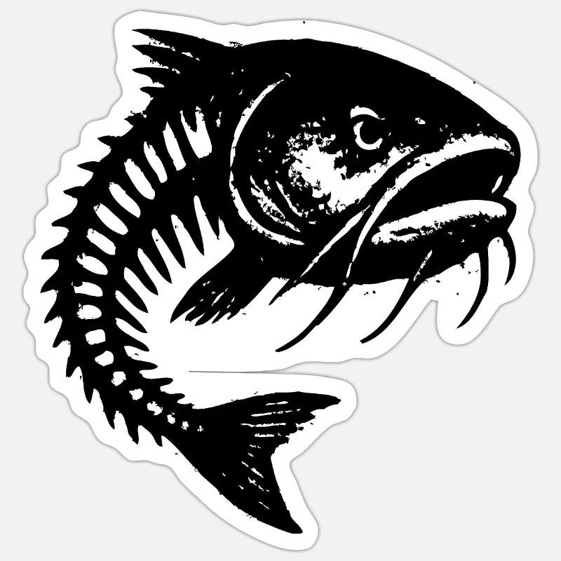 Fischgrate mit schlechter Laune Sticker Größe S (10 x 10 cm)