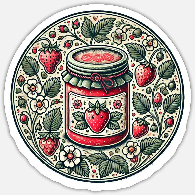 Vintage Erdbeermarmelade Ästhetik Sticker Größe S (10 x 10 cm)