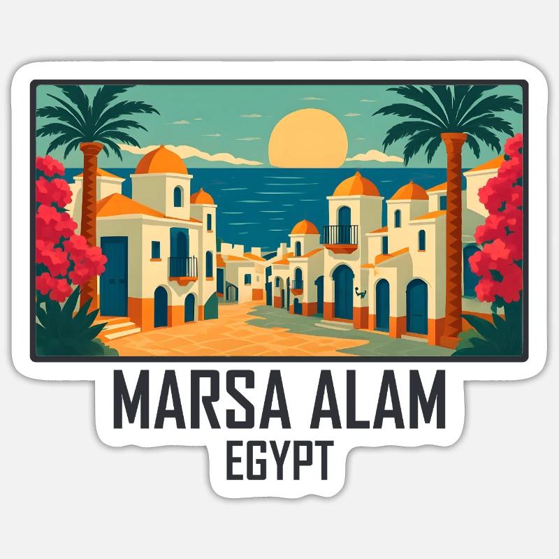 Marsa Alam, Égypte - Sticker taille S (10 x 10 cm) - blanc mat