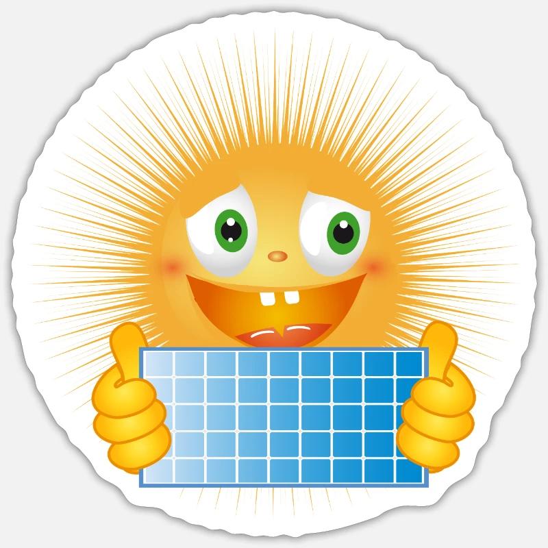 Bright sun with solar panel Sticker size S (10 x 10 cm)