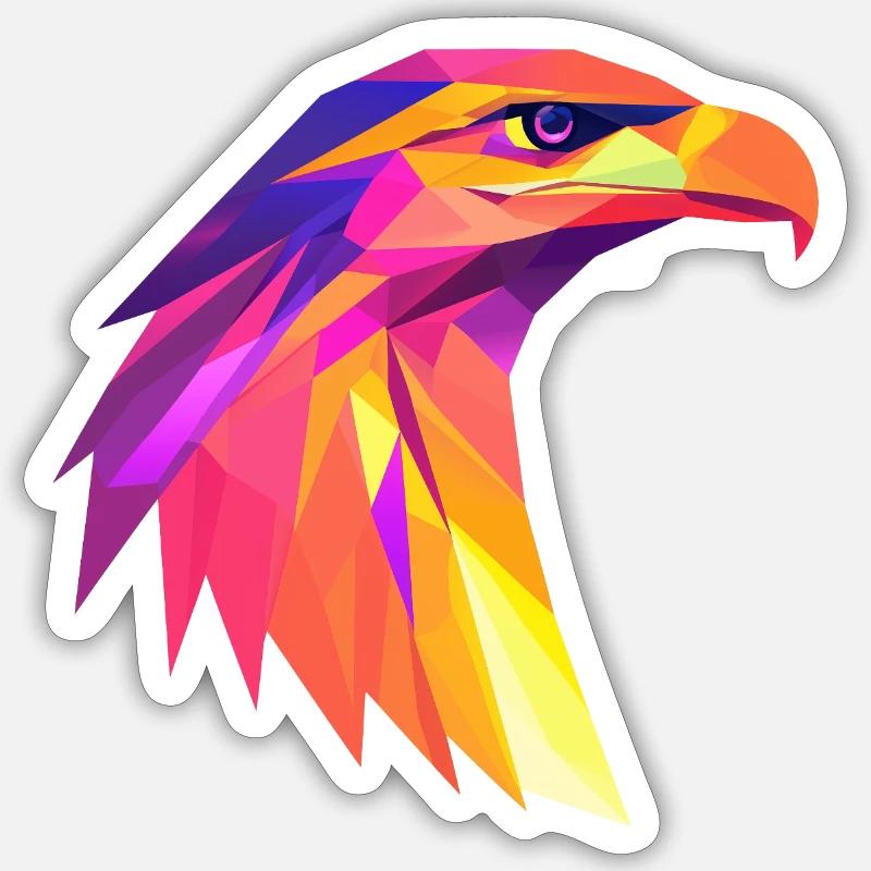 Conception du logo Low Poly de la tête d’aigle Sticker taille S (10 x 10 cm)