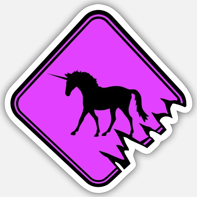 Unicorn Warning Sign Danger Caution Cute Sticker size S (10 x 10 cm)