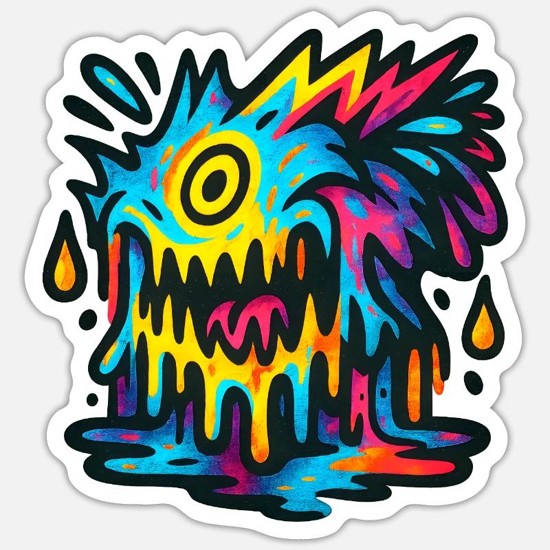 Monstre - Sticker taille S (10 x 10 cm) - blanc mat