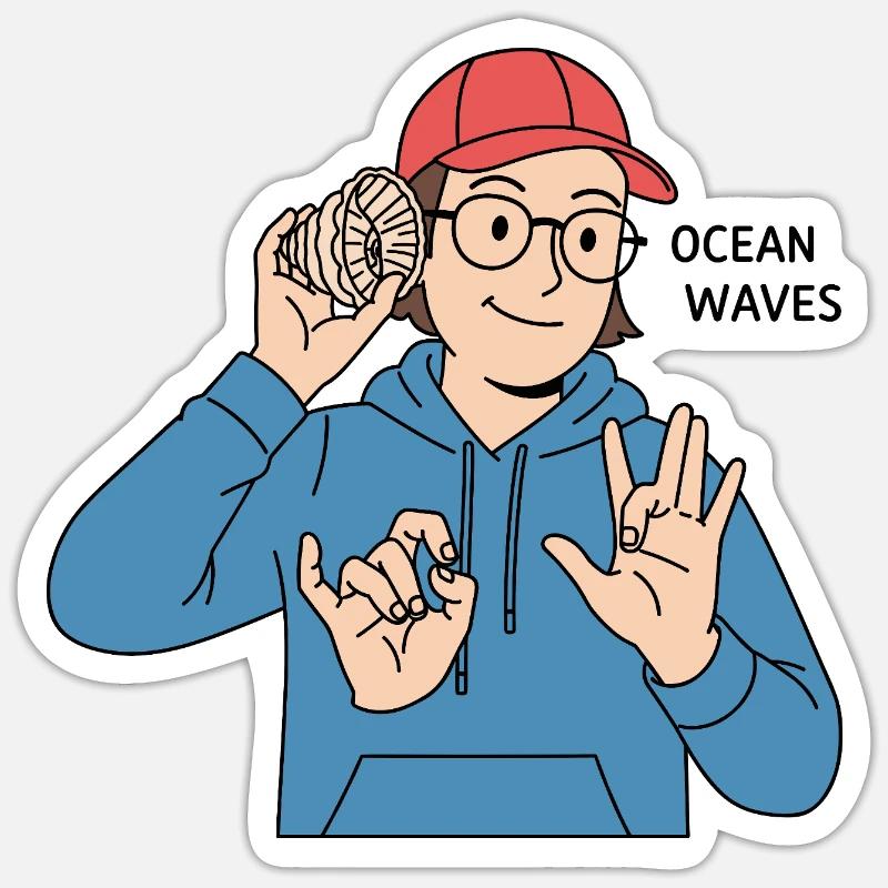 Sign Language Ocean Waves Sticker size S (10 x 10 cm)